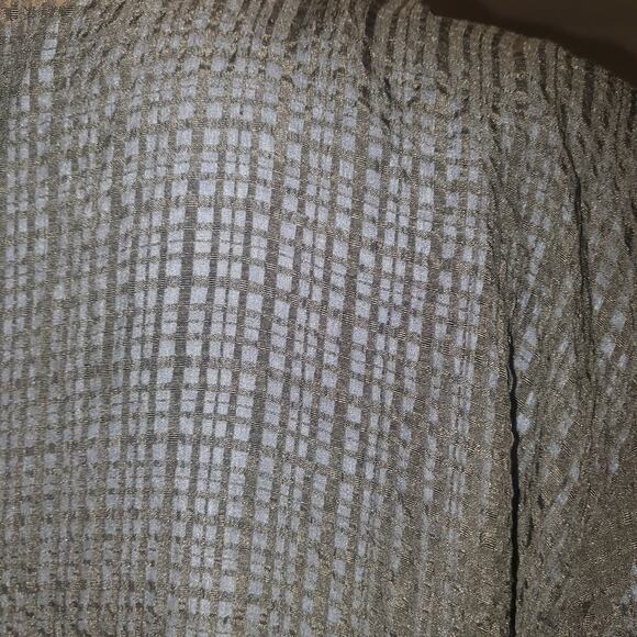 Eileen Fisher Size L Black Semi-Sheer One Button Textured 100% Silk Cardigan - Picture 4 of 8